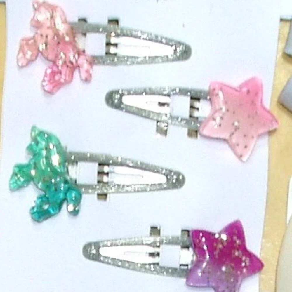 Girls Hair Clips Unicorns Butterfly Stars Clippies Hairclip Age 3 up 17 pc Lot 1